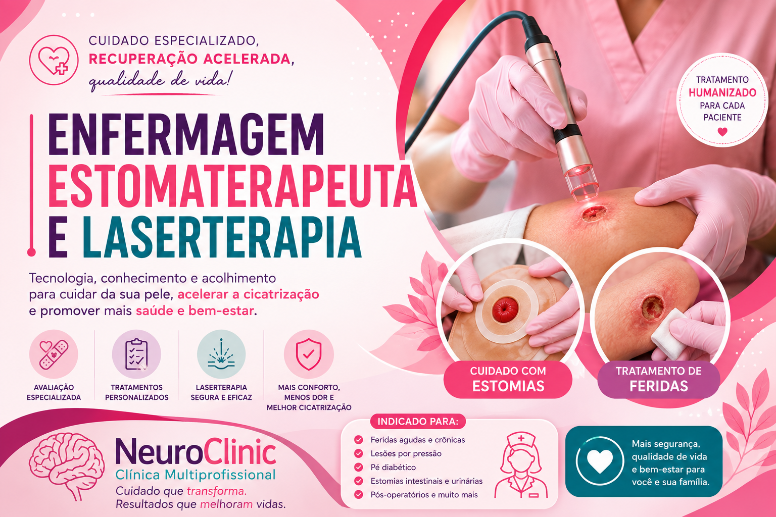 Enfermagem Estomaterapeuta e Laserterapia: cuidados especializados para acelerar a cicatrização e melhorar a qualidade de vida